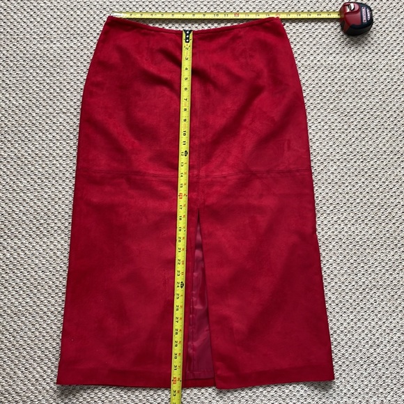 EVAN PICONE Red Suede Skirt Western Style Panel Split front - Picture 3 of 9